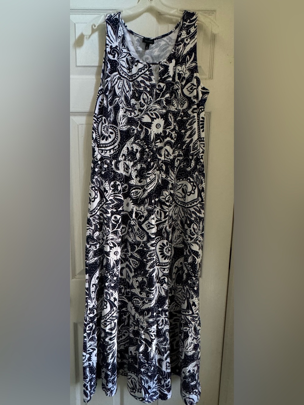 Talbots Black and White Floral Paisley Maxi Dress